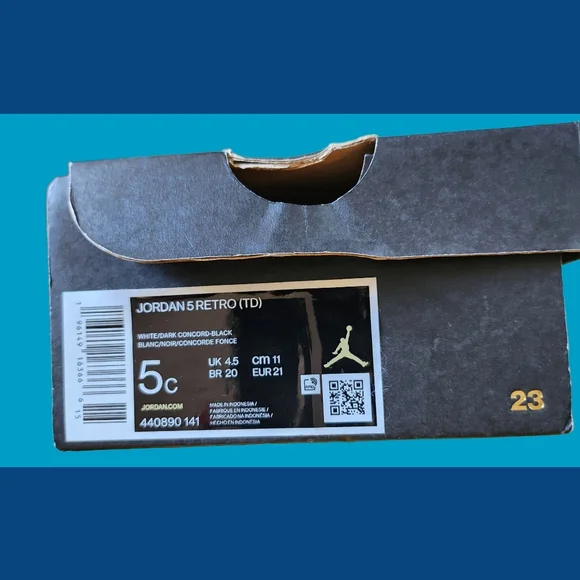 NIKE AIR JORDAN 5 RETRO TD CONCORD TODDLER SIZE 5C LIKE NEW - Picture 7 of 8